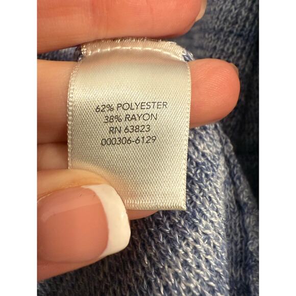 CJ Banks NWT Women's 1X Cottagecore Blue Knit Open Front Longline Cardigan - Picture 9 of 11